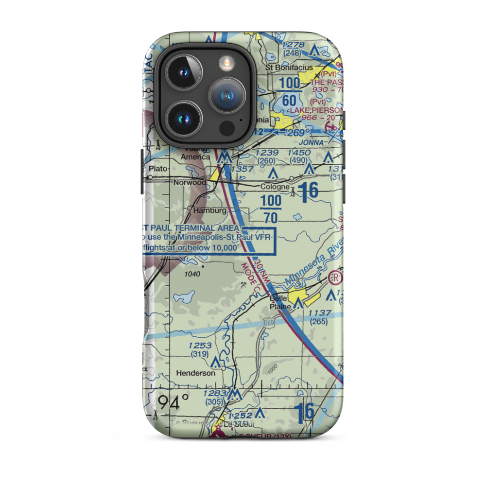 Sons Private-Commercial Airport (47MN) VFR Sectional  Tough iPhone Case iPhone 16 Pro Max model shown