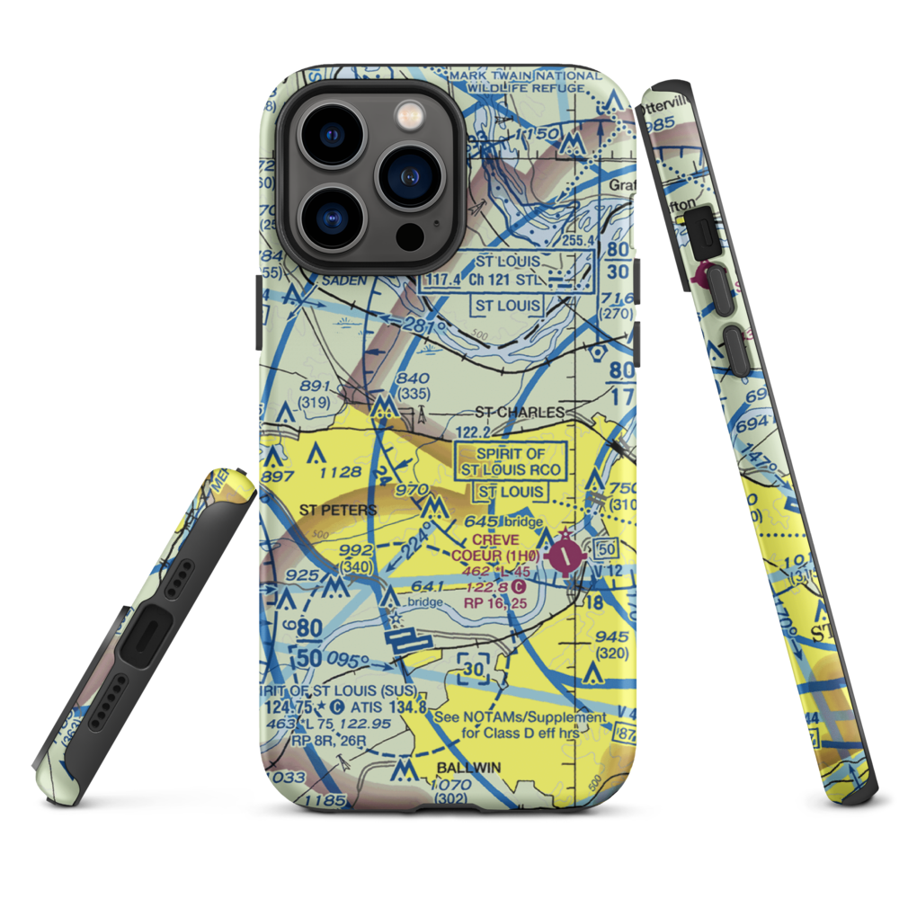 Sontimer Airport (46MO) VFR Sectional  Tough iPhone Case iPhone 13 Pro Max model shown
