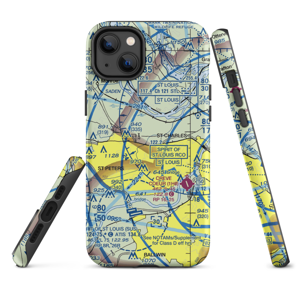 Sontimer Airport (46MO) VFR Sectional  Tough iPhone Case iPhone 14 Plus model shown