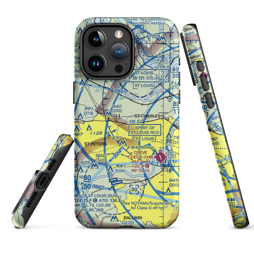 Sontimer Airport (46MO) VFR Sectional  Tough iPhone Case iPhone 15 Pro Max model shown