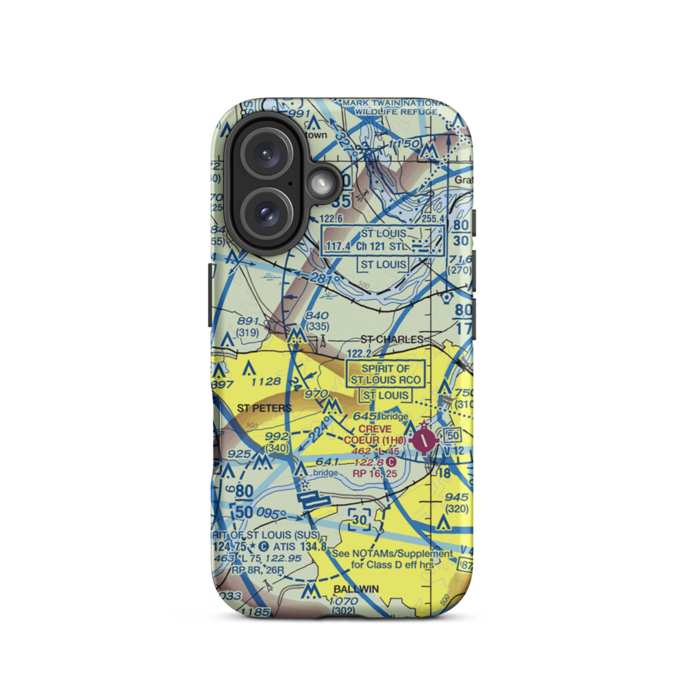 Sontimer Airport (46MO) VFR Sectional  Tough iPhone Case iPhone 16 model shown