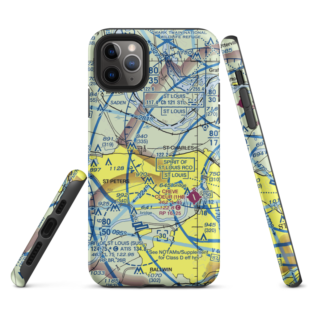 Sontimer Airport (46MO) VFR Sectional  Tough iPhone Case iPhone 11 Pro Max model shown