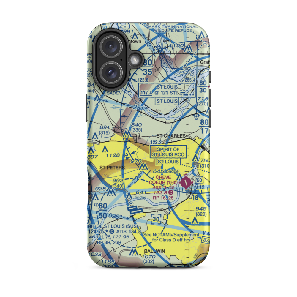 Sontimer Airport (46MO) VFR Sectional  Tough iPhone Case iPhone 16 Plus model shown