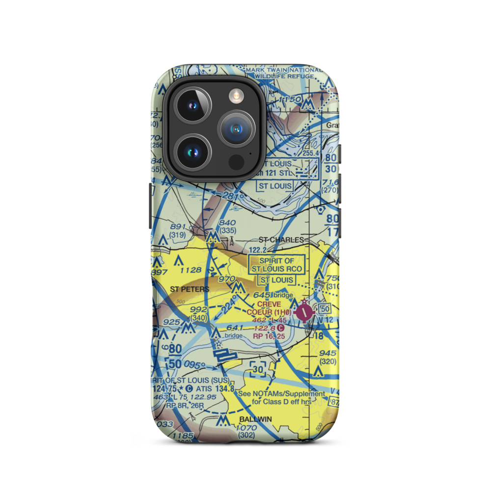 Sontimer Airport (46MO) VFR Sectional  Tough iPhone Case iPhone 16 Pro model shown