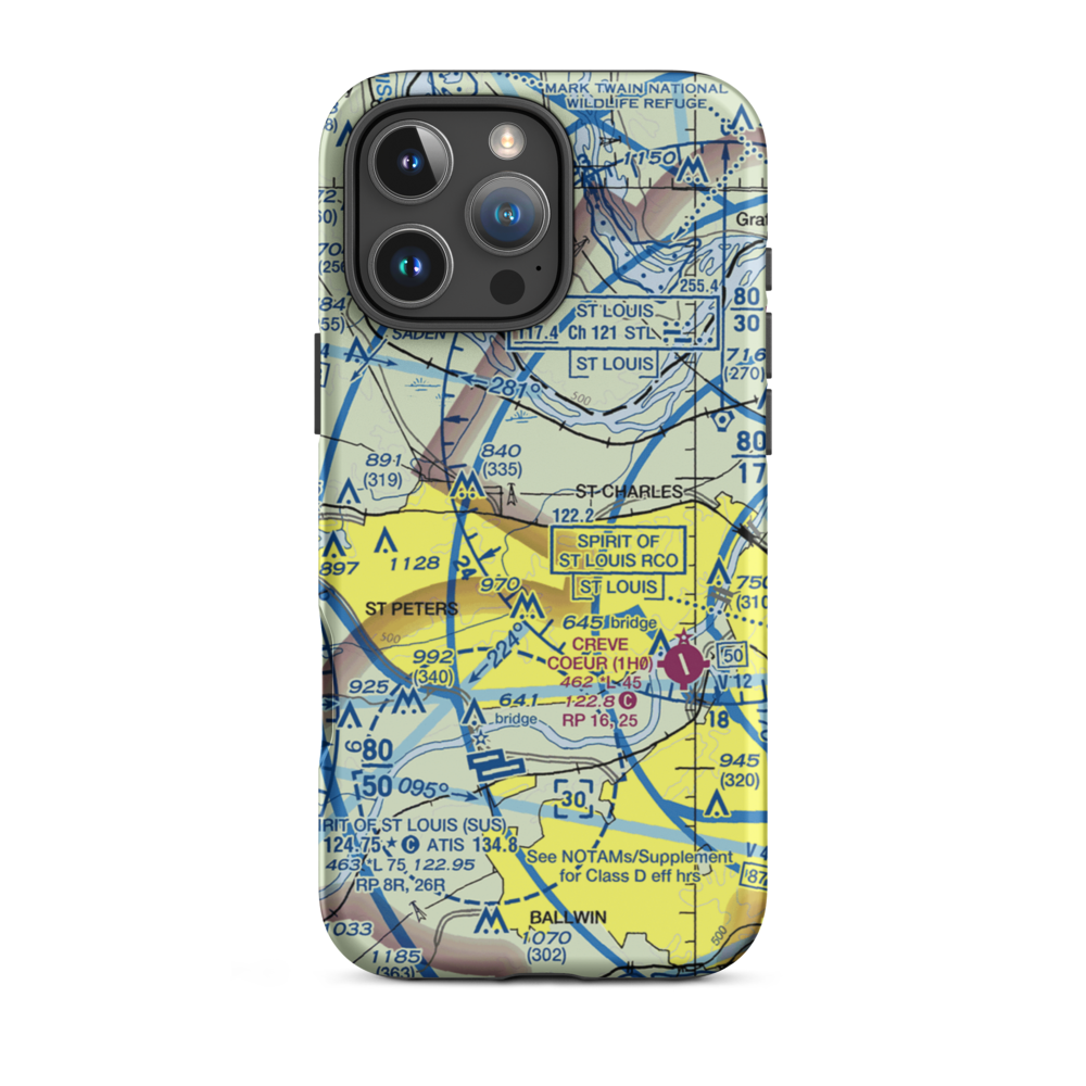 Sontimer Airport (46MO) VFR Sectional  Tough iPhone Case iPhone 16 Pro Max model shown