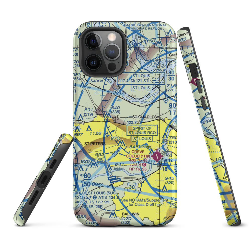 Sontimer Airport (46MO) VFR Sectional  Tough iPhone Case iPhone 12 Pro Max model shown