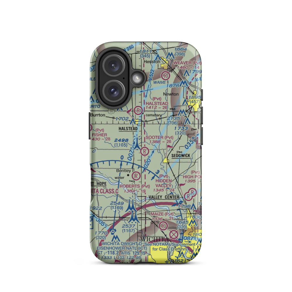 Sooter Airport (12KS) VFR Sectional  Tough iPhone Case iPhone 16 model shown