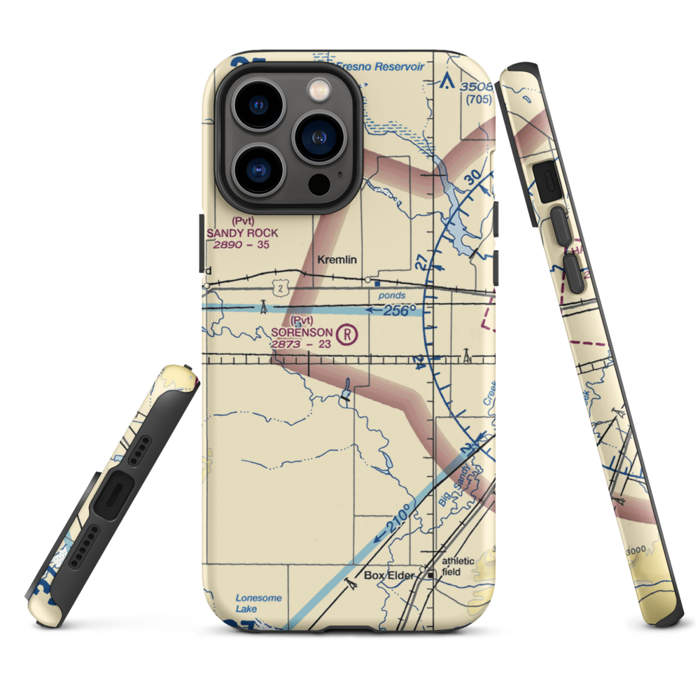 Sorenson Airport (13MT) VFR Sectional  Tough iPhone Case iPhone 13 Pro Max model shown