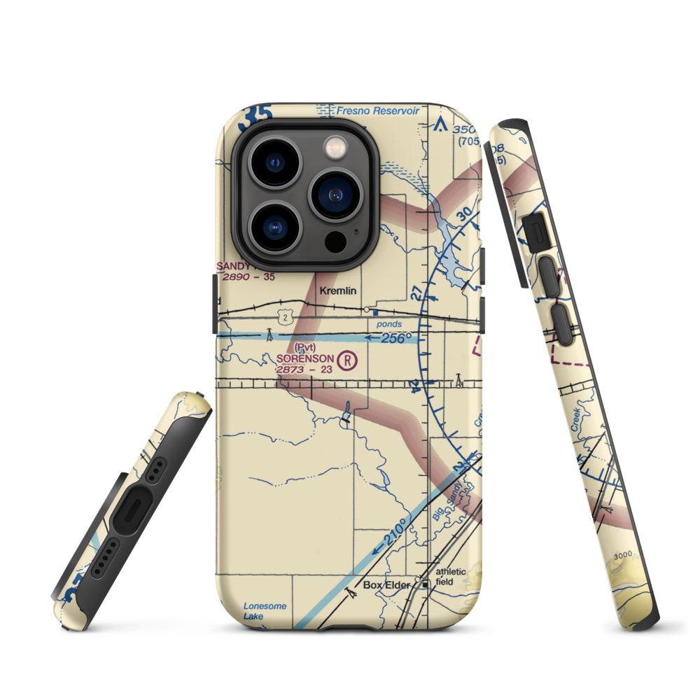 Sorenson Airport (13MT) VFR Sectional  Tough iPhone Case iPhone 14 Pro model shown