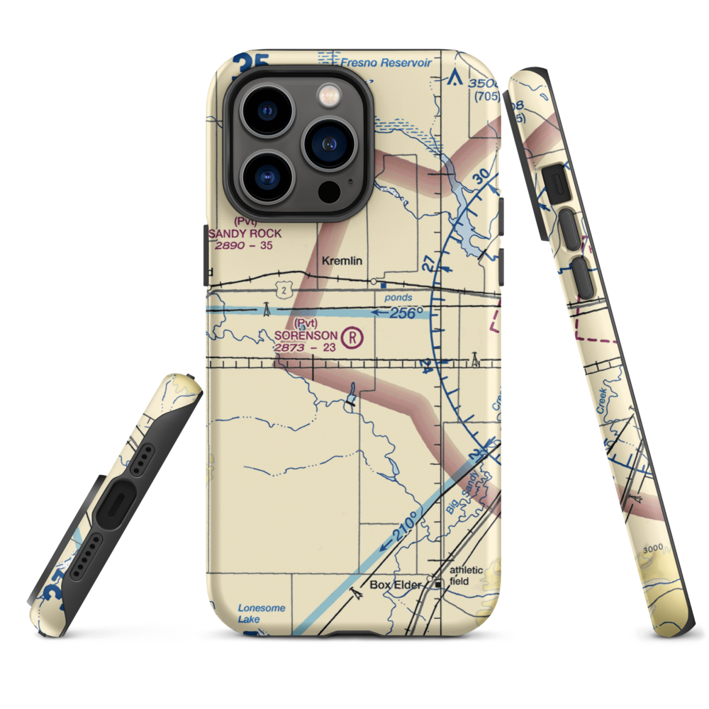 Sorenson Airport (13MT) VFR Sectional  Tough iPhone Case iPhone 14 Pro Max model shown