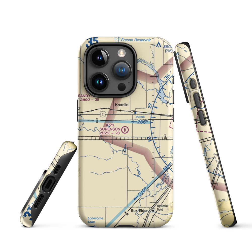 Sorenson Airport (13MT) VFR Sectional  Tough iPhone Case iPhone 15 Pro model shown
