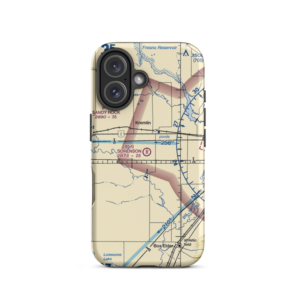 Sorenson Airport (13MT) VFR Sectional  Tough iPhone Case iPhone 16 model shown