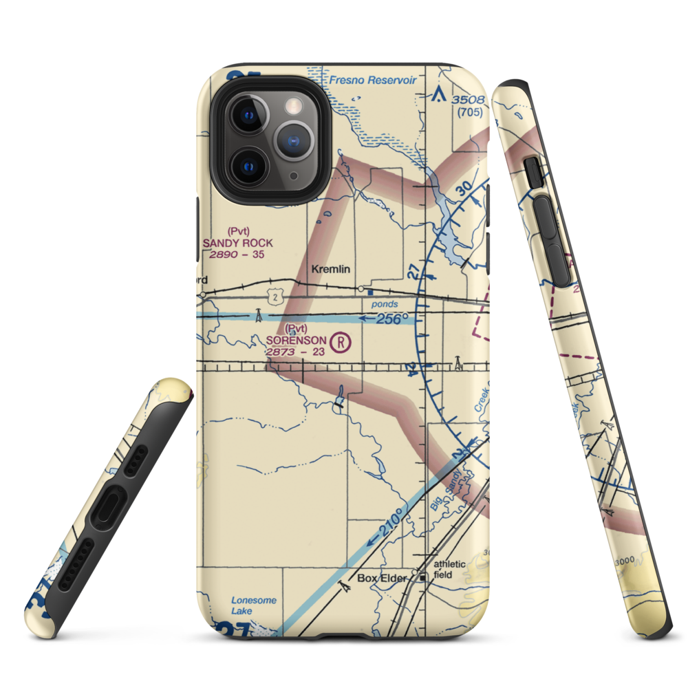 Sorenson Airport (13MT) VFR Sectional  Tough iPhone Case iPhone 11 Pro Max model shown