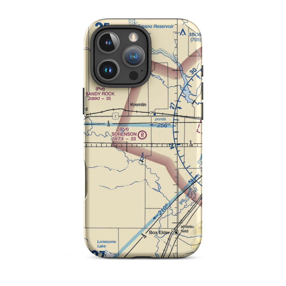 Sorenson Airport (13MT) VFR Sectional  Tough iPhone Case iPhone 16 Pro Max model shown