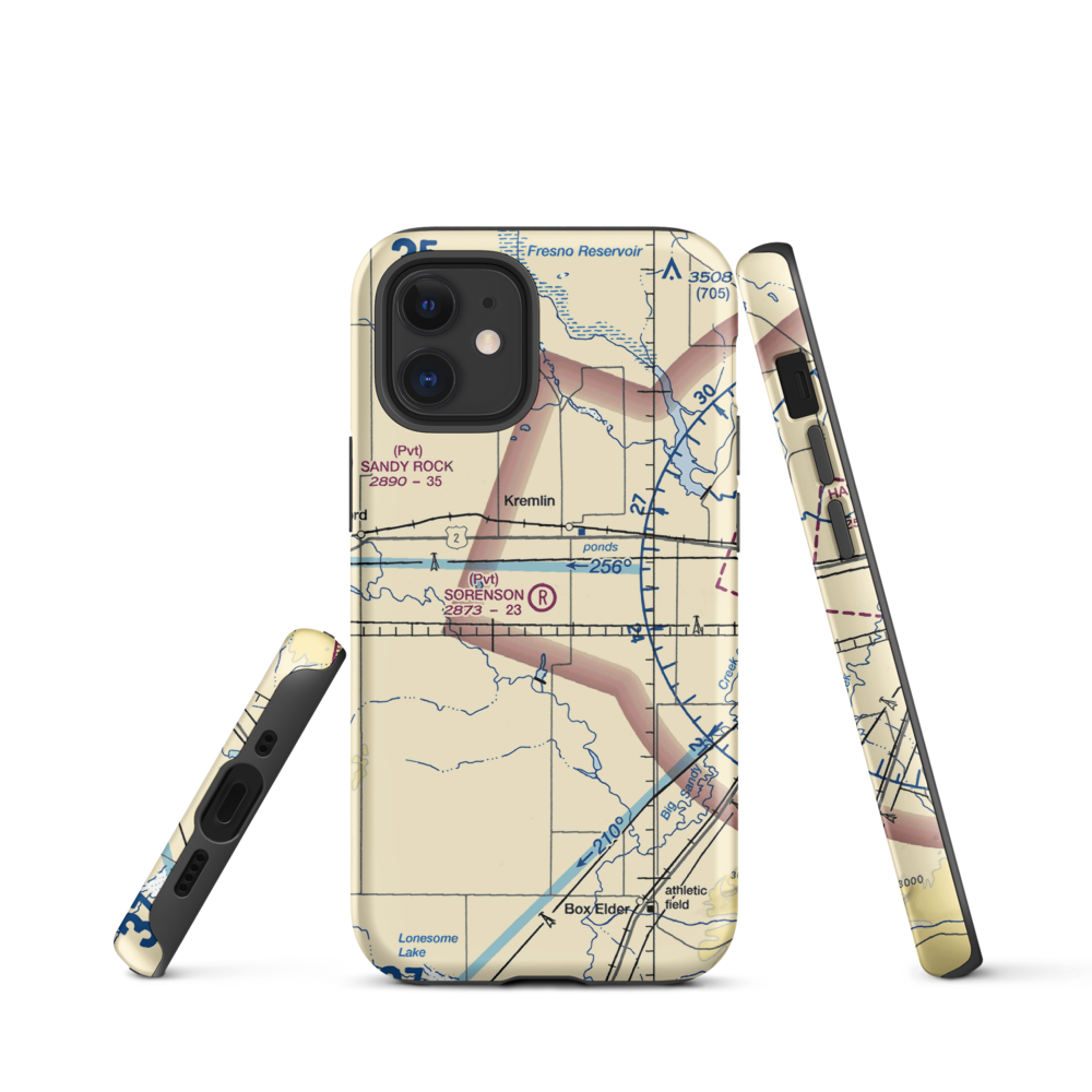 Sorenson Airport (13MT) VFR Sectional  Tough iPhone Case iPhone 12 mini model shown