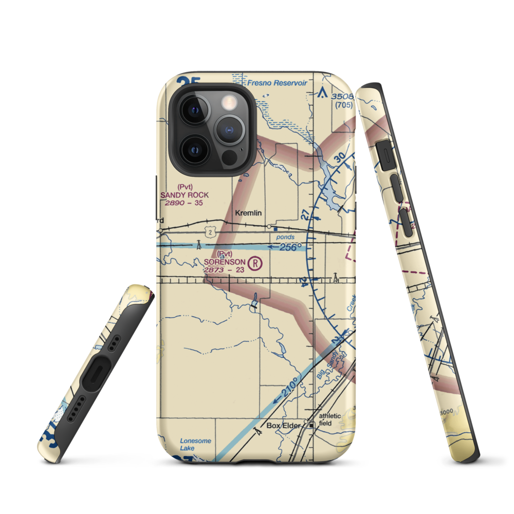 Sorenson Airport (13MT) VFR Sectional  Tough iPhone Case iPhone 12 Pro model shown