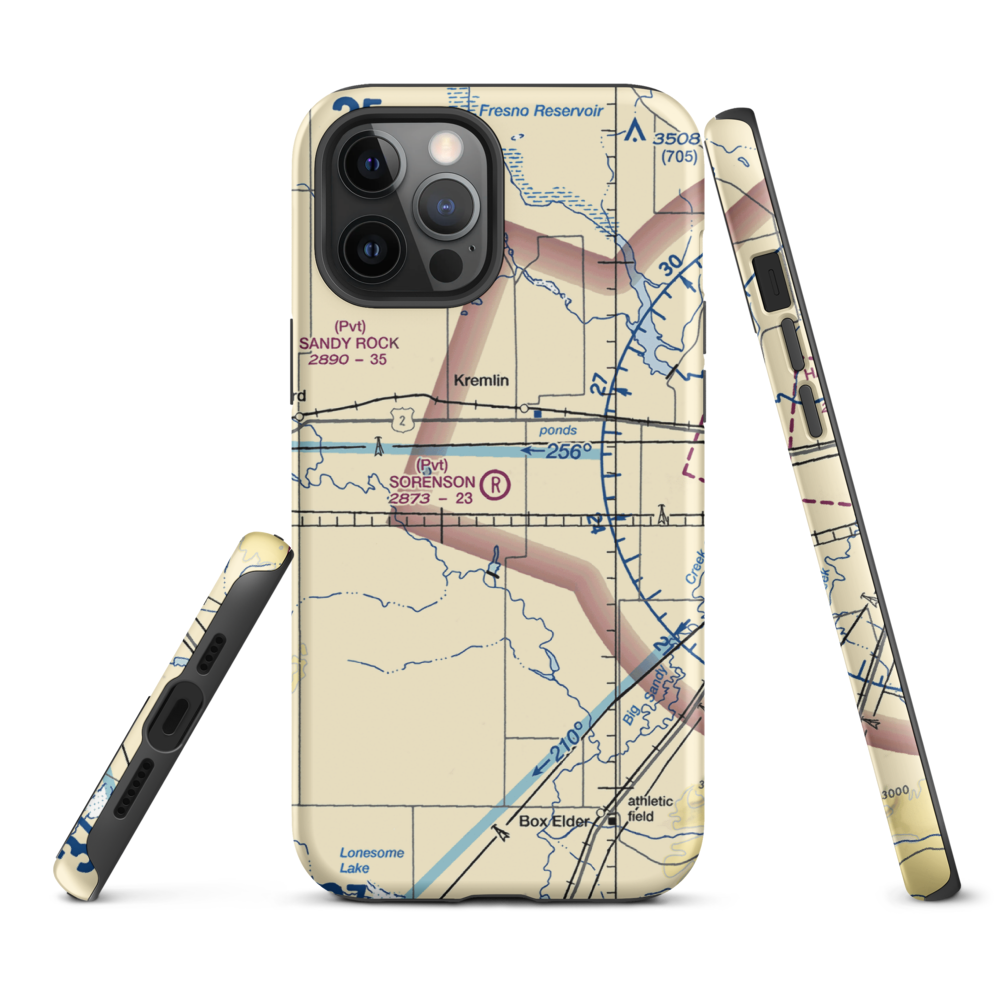 Sorenson Airport (13MT) VFR Sectional  Tough iPhone Case iPhone 12 Pro Max model shown