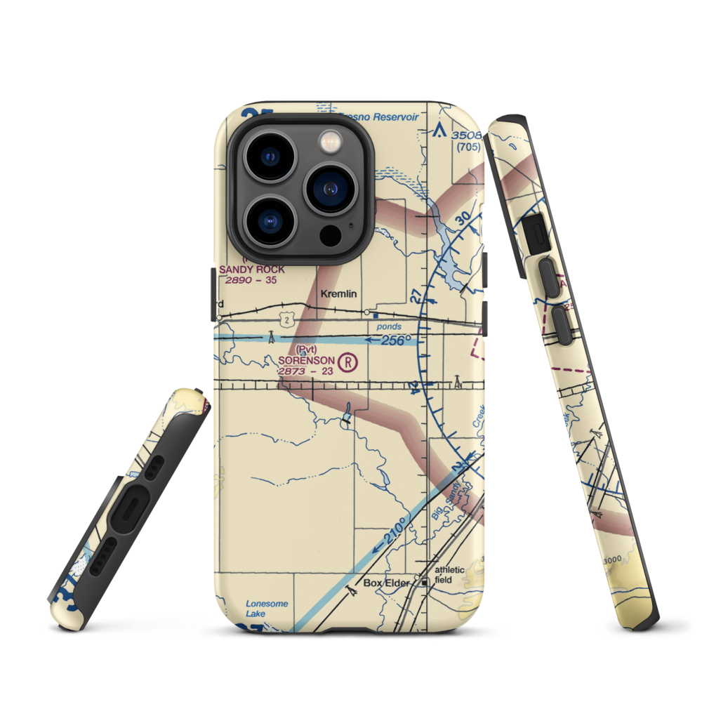 Sorenson Airport (13MT) VFR Sectional  Tough iPhone Case iPhone 13 Pro model shown
