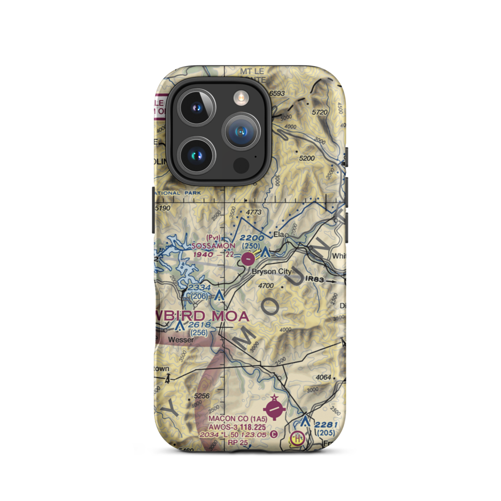 Sossamon Field (57NC) VFR Sectional  Tough iPhone Case iPhone 16 Pro model shown
