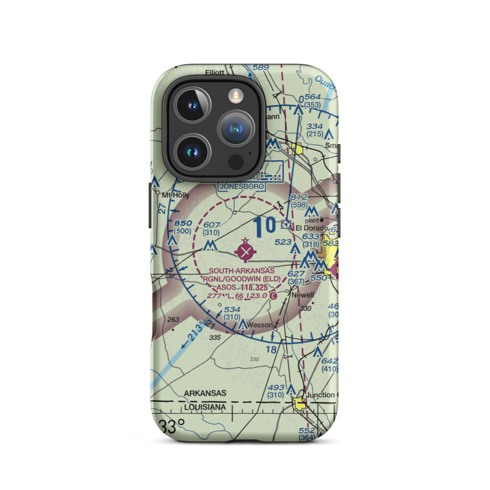 South Arkansas Regional At Goodwin Field (ELD) VFR Sectional  Tough iPhone Case iPhone 16 Pro model shown