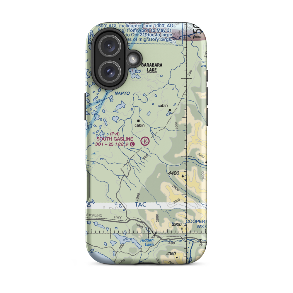 South Gasline Airport (AK39) VFR Sectional  Tough iPhone Case iPhone 16 Plus model shown