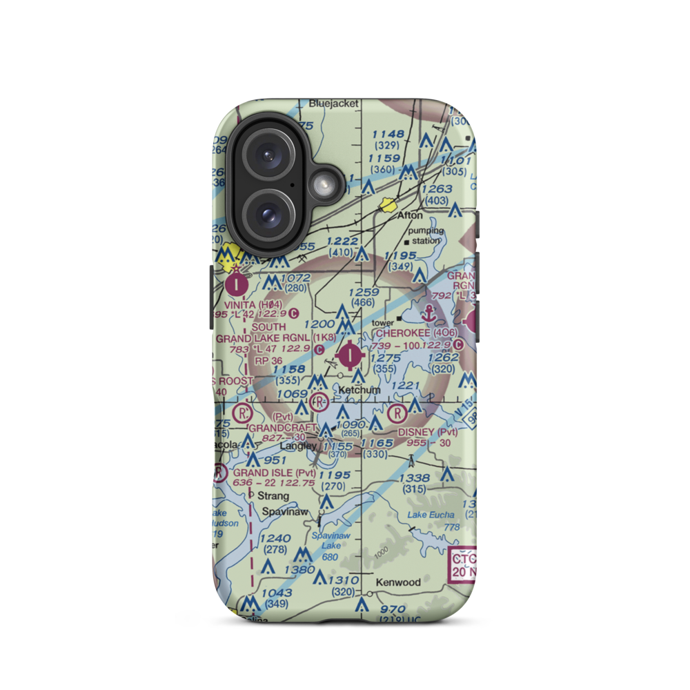 South Grand Lake Regional Airport (1K8) VFR Sectional  Tough iPhone Case iPhone 16 model shown