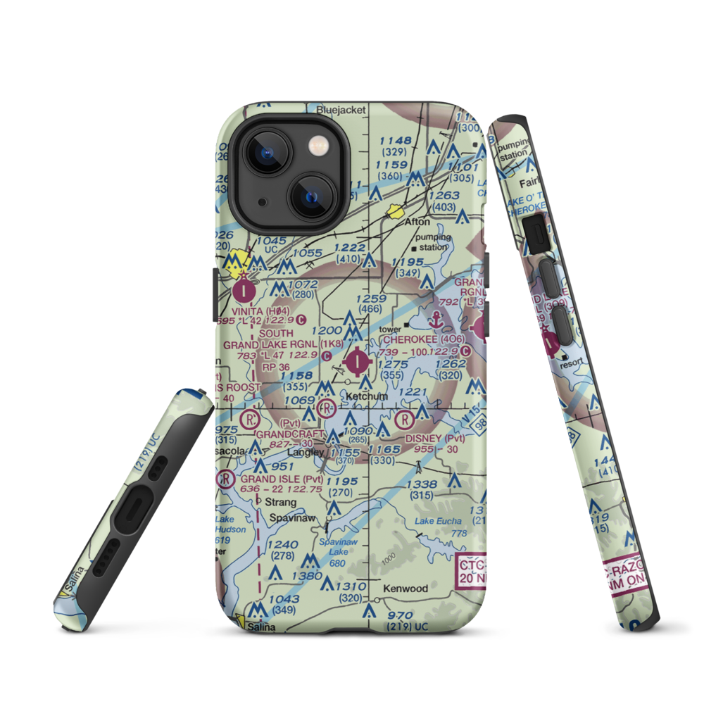 South Grand Lake Regional Airport (1K8) VFR Sectional  Tough iPhone Case iPhone 13 model shown