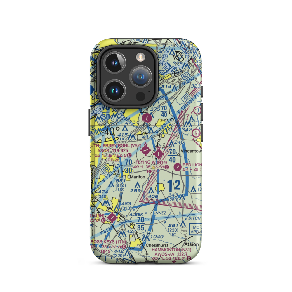South Jersey Regional Airport (VAY) VFR Sectional  Tough iPhone Case iPhone 16 Pro model shown