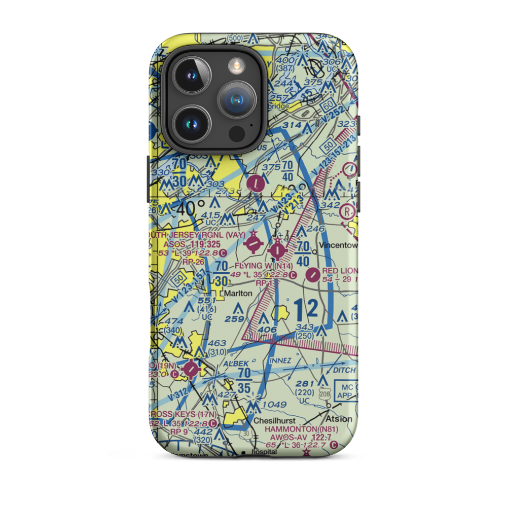 South Jersey Regional Airport (VAY) VFR Sectional  Tough iPhone Case iPhone 16 Pro Max model shown