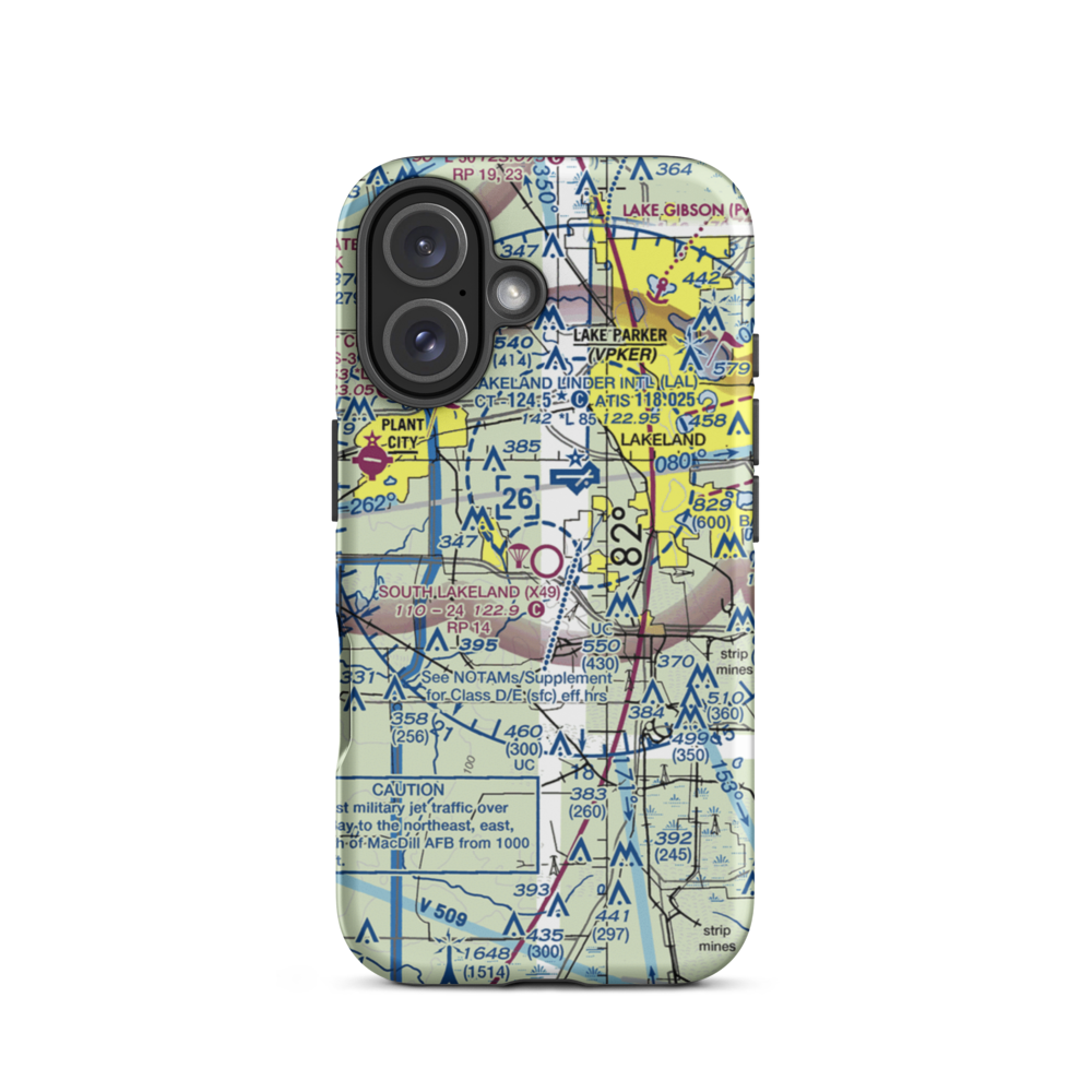 South Lakeland Airport (X49) VFR Sectional  Tough iPhone Case iPhone 16 model shown