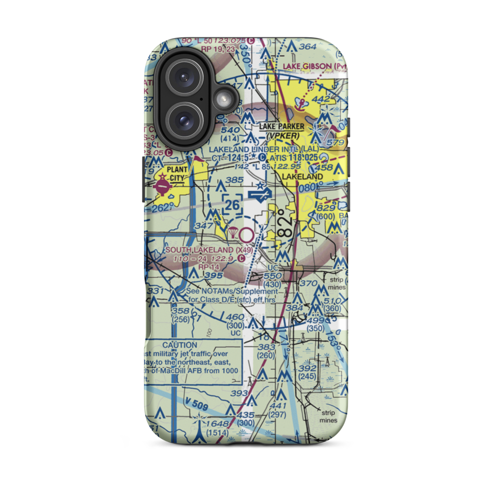 South Lakeland Airport (X49) VFR Sectional  Tough iPhone Case iPhone 16 Plus model shown