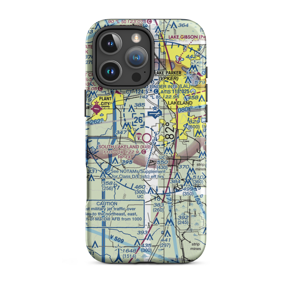 South Lakeland Airport (X49) VFR Sectional  Tough iPhone Case iPhone 16 Pro Max model shown