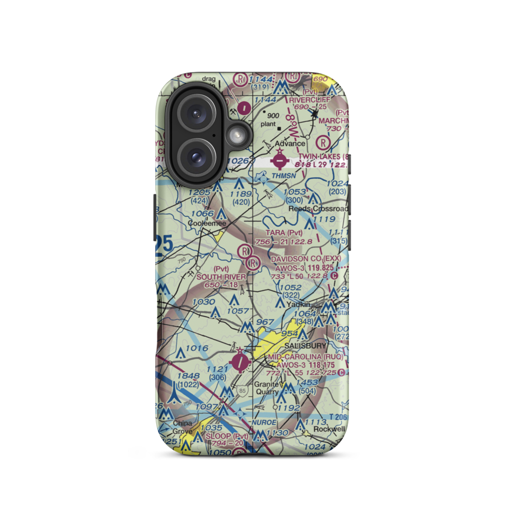 South River Airport (NC93) VFR Sectional  Tough iPhone Case iPhone 16 model shown