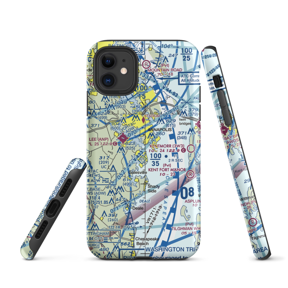 South River Seaplane Base (MD81) VFR Sectional  Tough iPhone Case iPhone 11 model shown