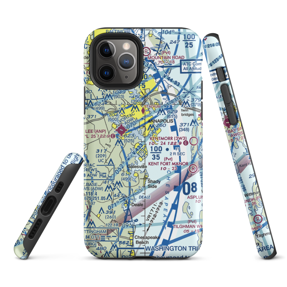 South River Seaplane Base (MD81) VFR Sectional  Tough iPhone Case iPhone 11 Pro model shown