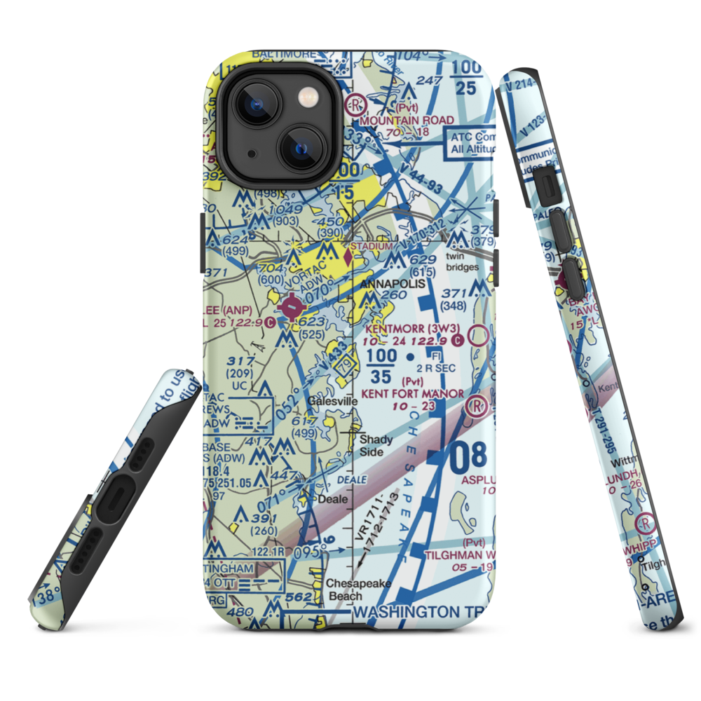South River Seaplane Base (MD81) VFR Sectional  Tough iPhone Case iPhone 14 Plus model shown