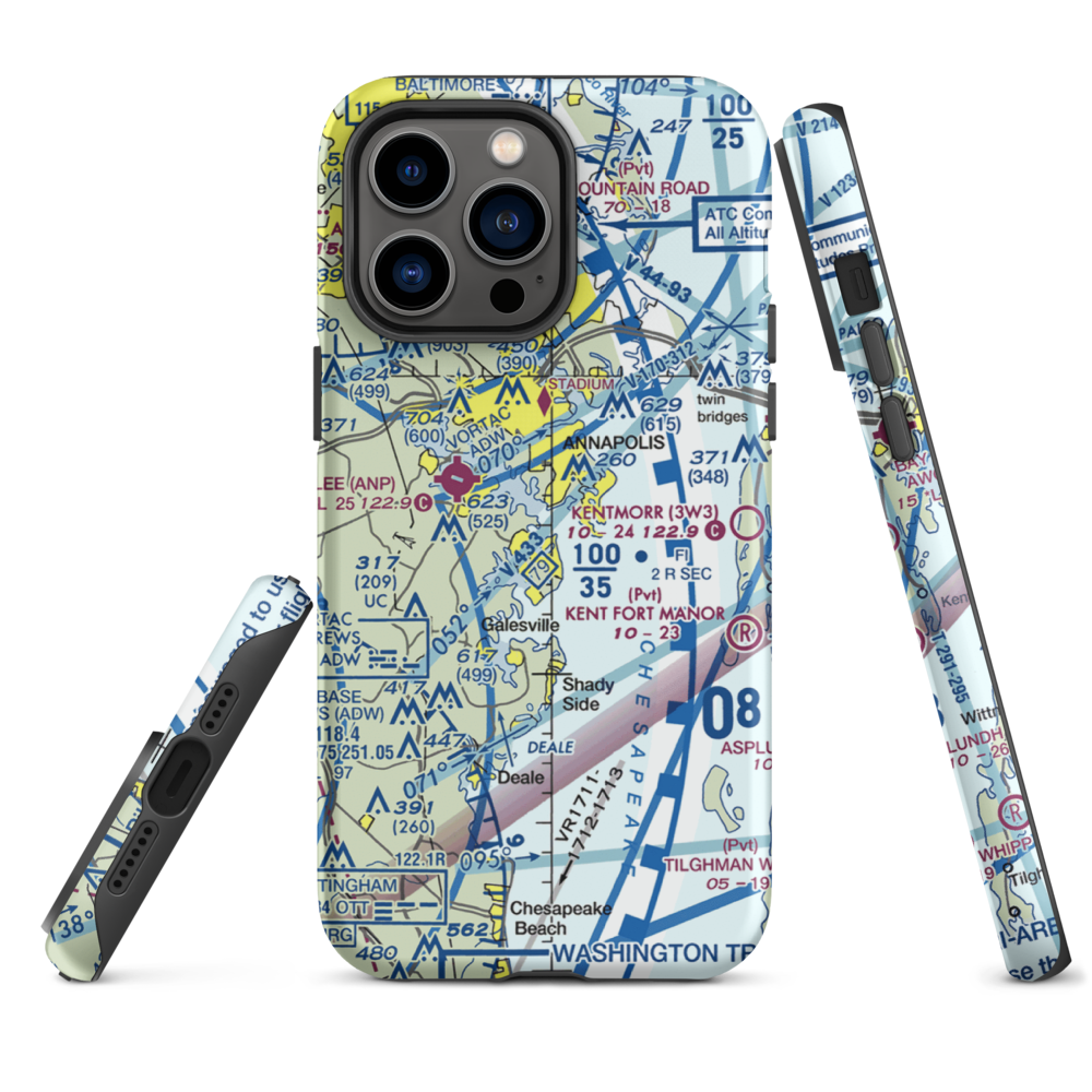 South River Seaplane Base (MD81) VFR Sectional  Tough iPhone Case iPhone 14 Pro Max model shown