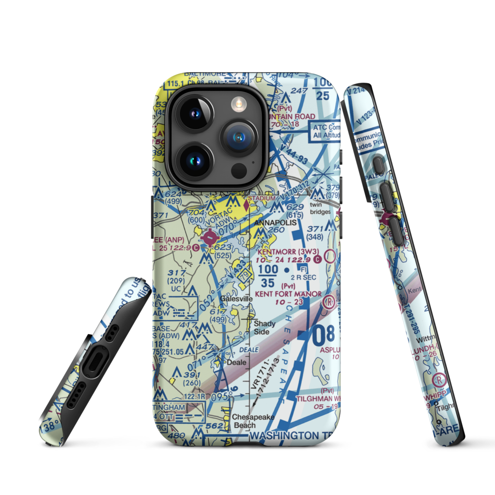 South River Seaplane Base (MD81) VFR Sectional  Tough iPhone Case iPhone 15 Pro model shown