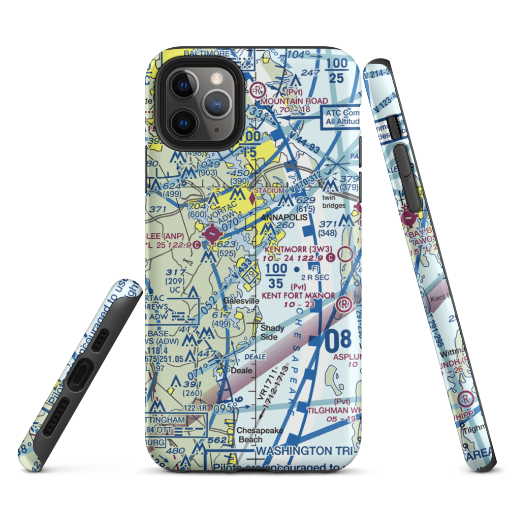 South River Seaplane Base (MD81) VFR Sectional  Tough iPhone Case iPhone 11 Pro Max model shown