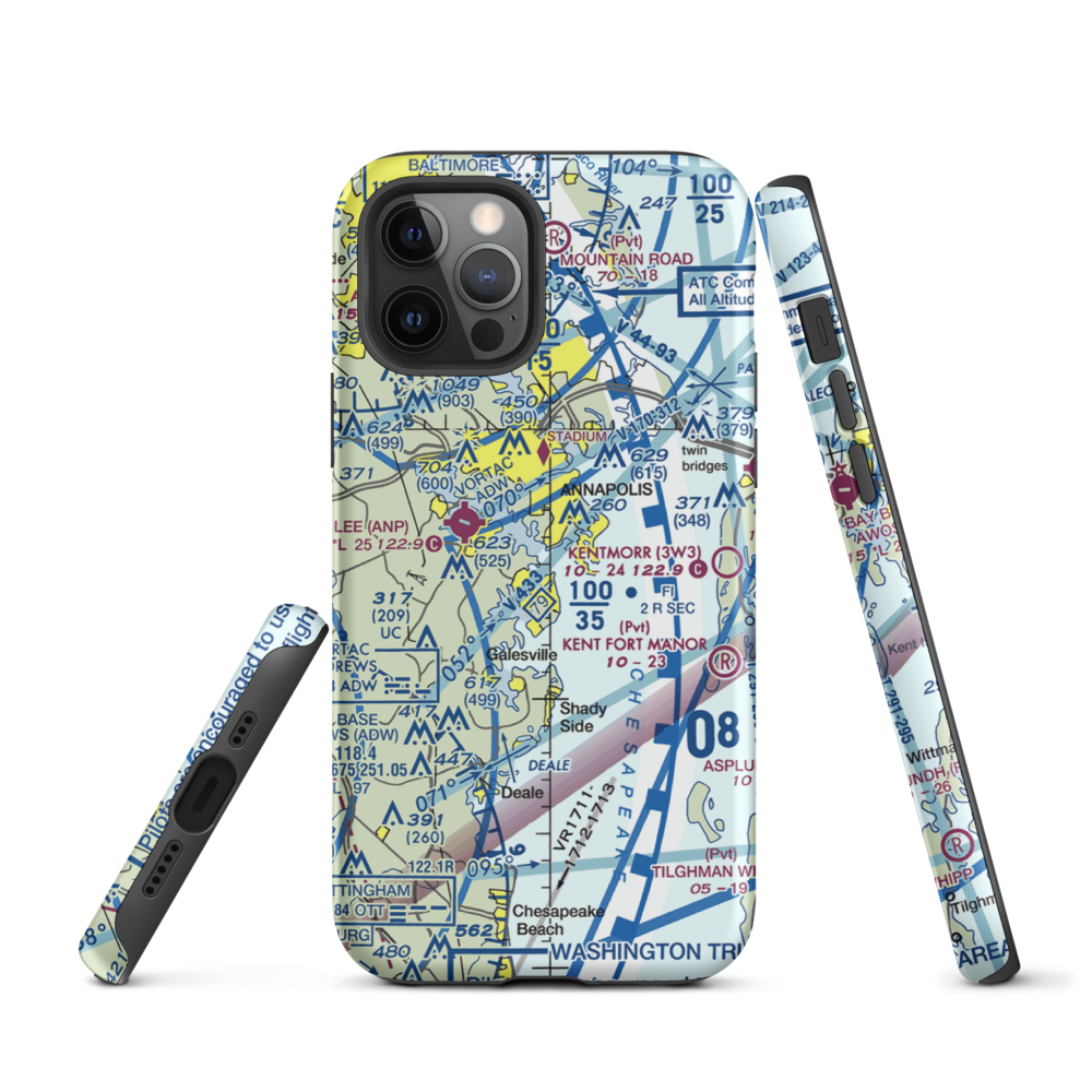 South River Seaplane Base (MD81) VFR Sectional  Tough iPhone Case iPhone 12 Pro model shown