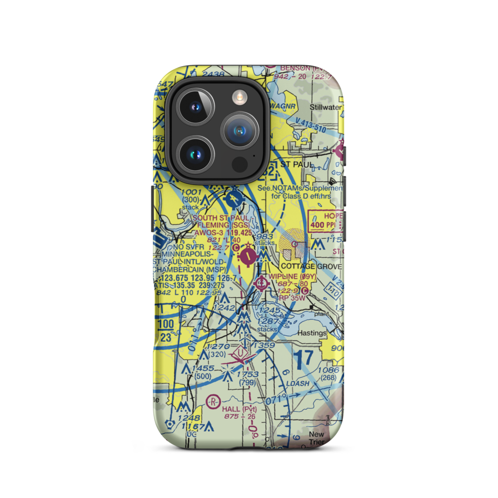 South St Paul Municipal Richard E Fleming field (SGS) VFR Sectional  Tough iPhone Case iPhone 16 Pro model shown