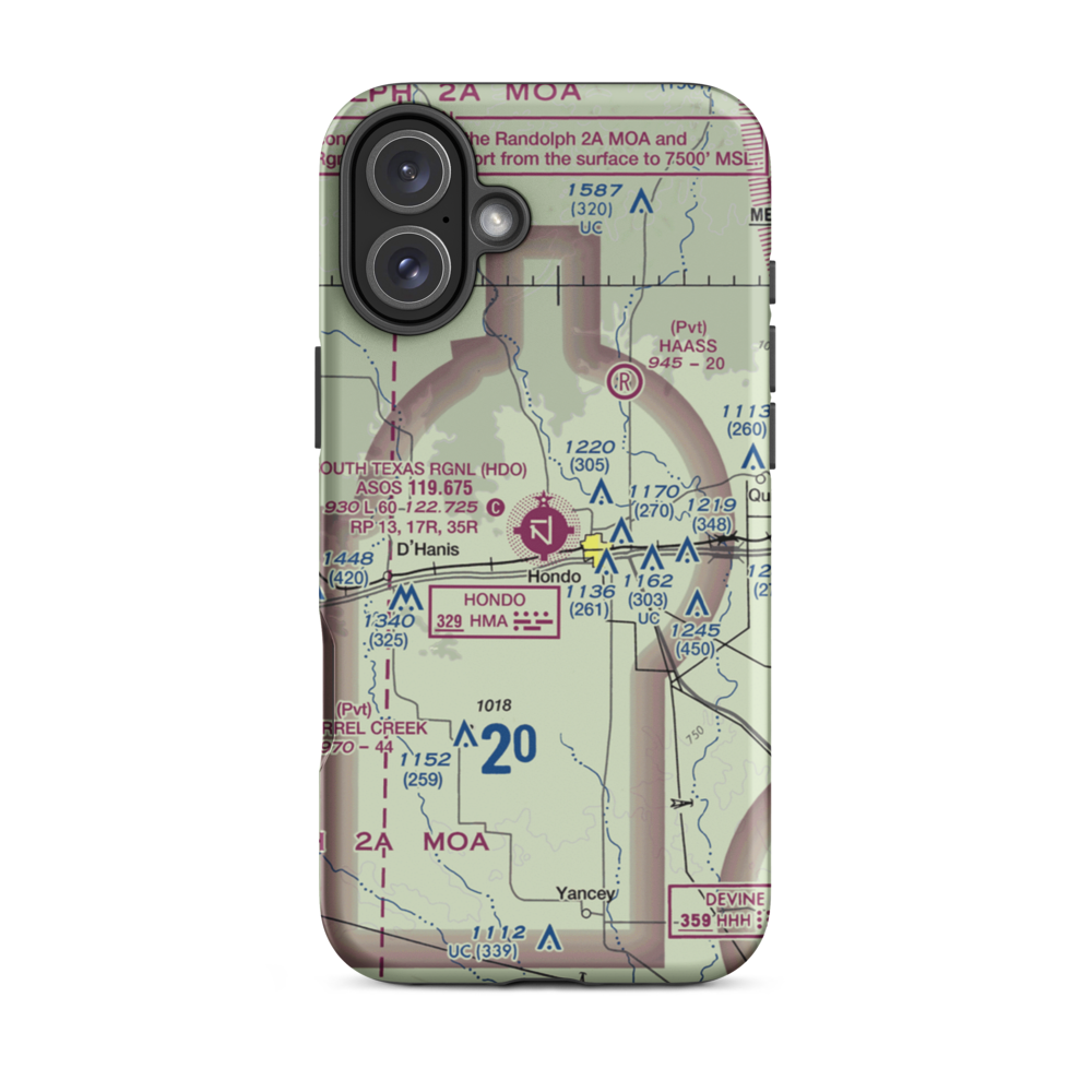 South Texas Regional Airport at Hondo (HDO) VFR Sectional  Tough iPhone Case iPhone 16 Plus model shown