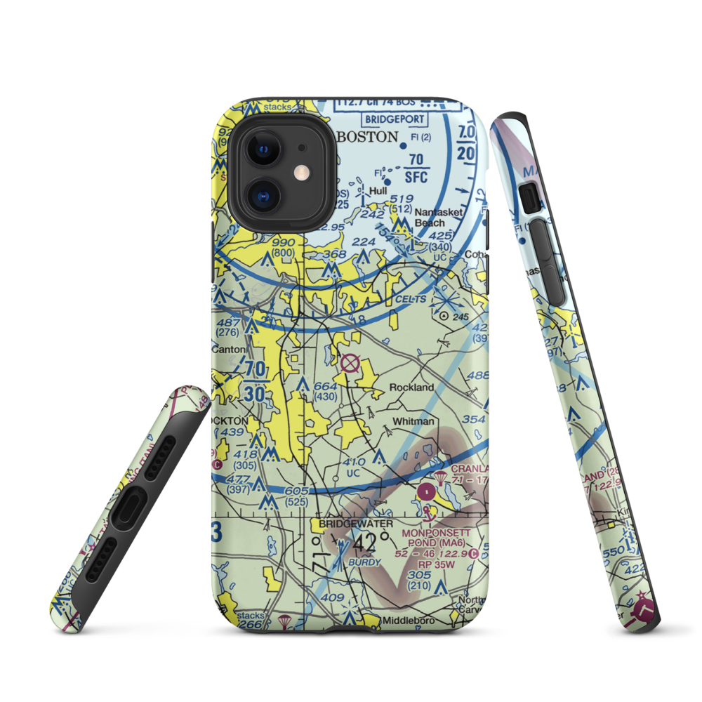 South Weymouth Naval Air Station (NZW) VFR Sectional  Tough iPhone Case iPhone 11 model shown