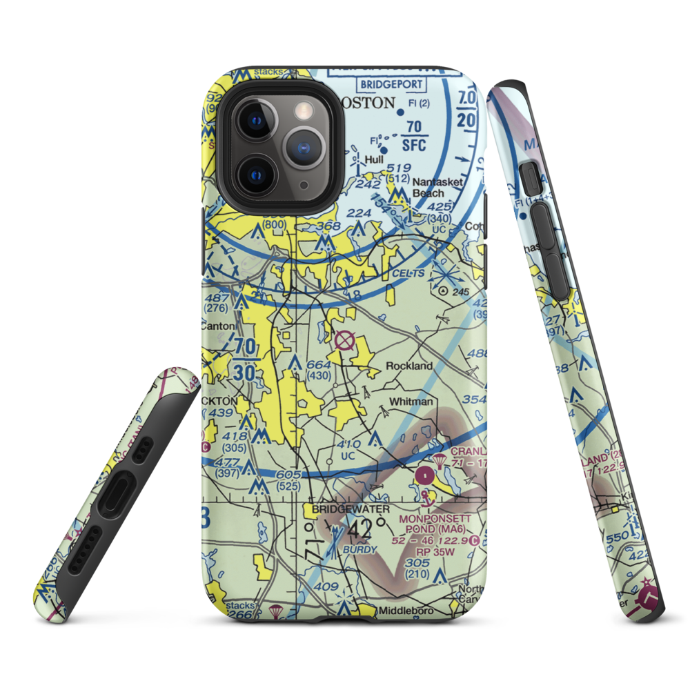 South Weymouth Naval Air Station (NZW) VFR Sectional  Tough iPhone Case iPhone 11 Pro model shown
