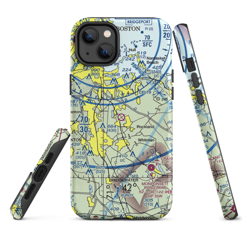 South Weymouth Naval Air Station (NZW) VFR Sectional  Tough iPhone Case iPhone 14 Plus model shown