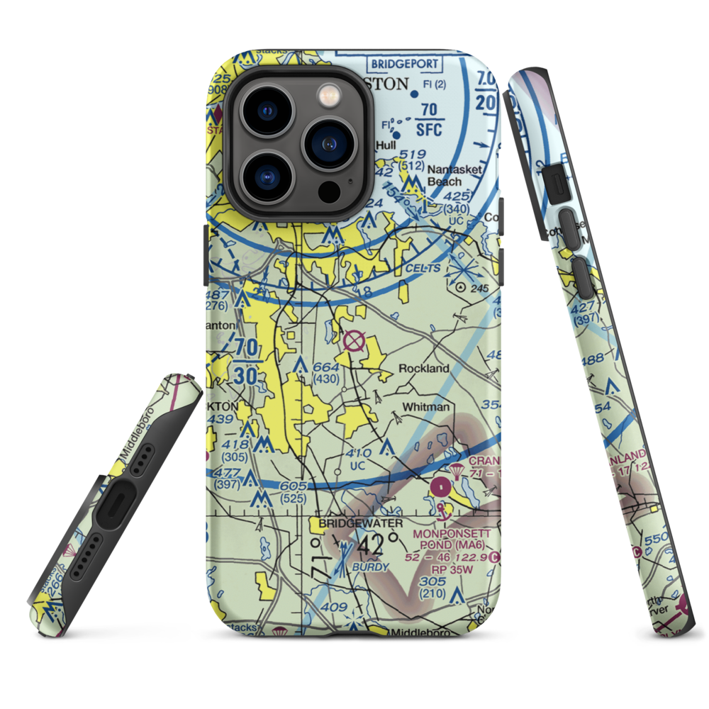 South Weymouth Naval Air Station (NZW) VFR Sectional  Tough iPhone Case iPhone 14 Pro Max model shown