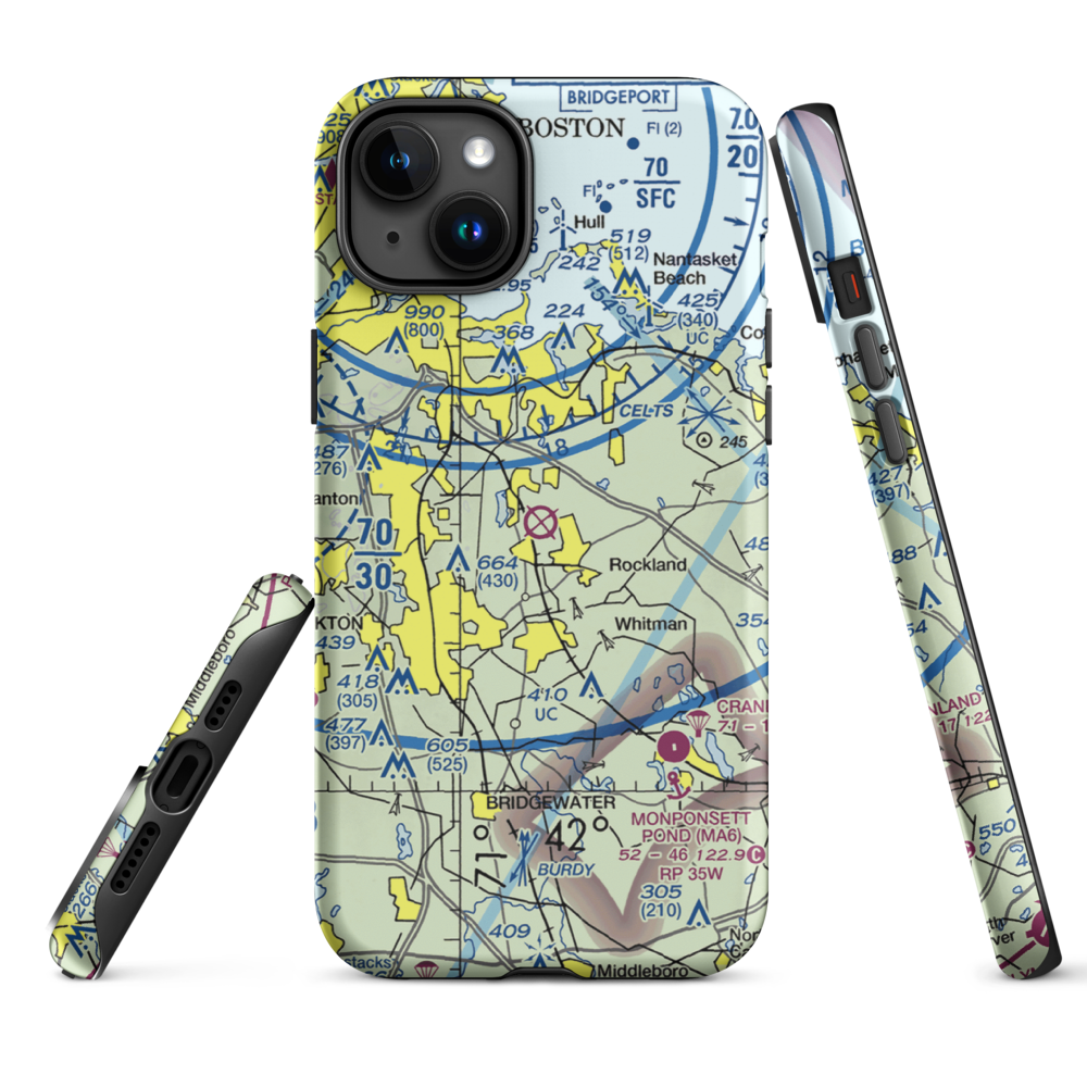South Weymouth Naval Air Station (NZW) VFR Sectional  Tough iPhone Case iPhone 15 Plus model shown