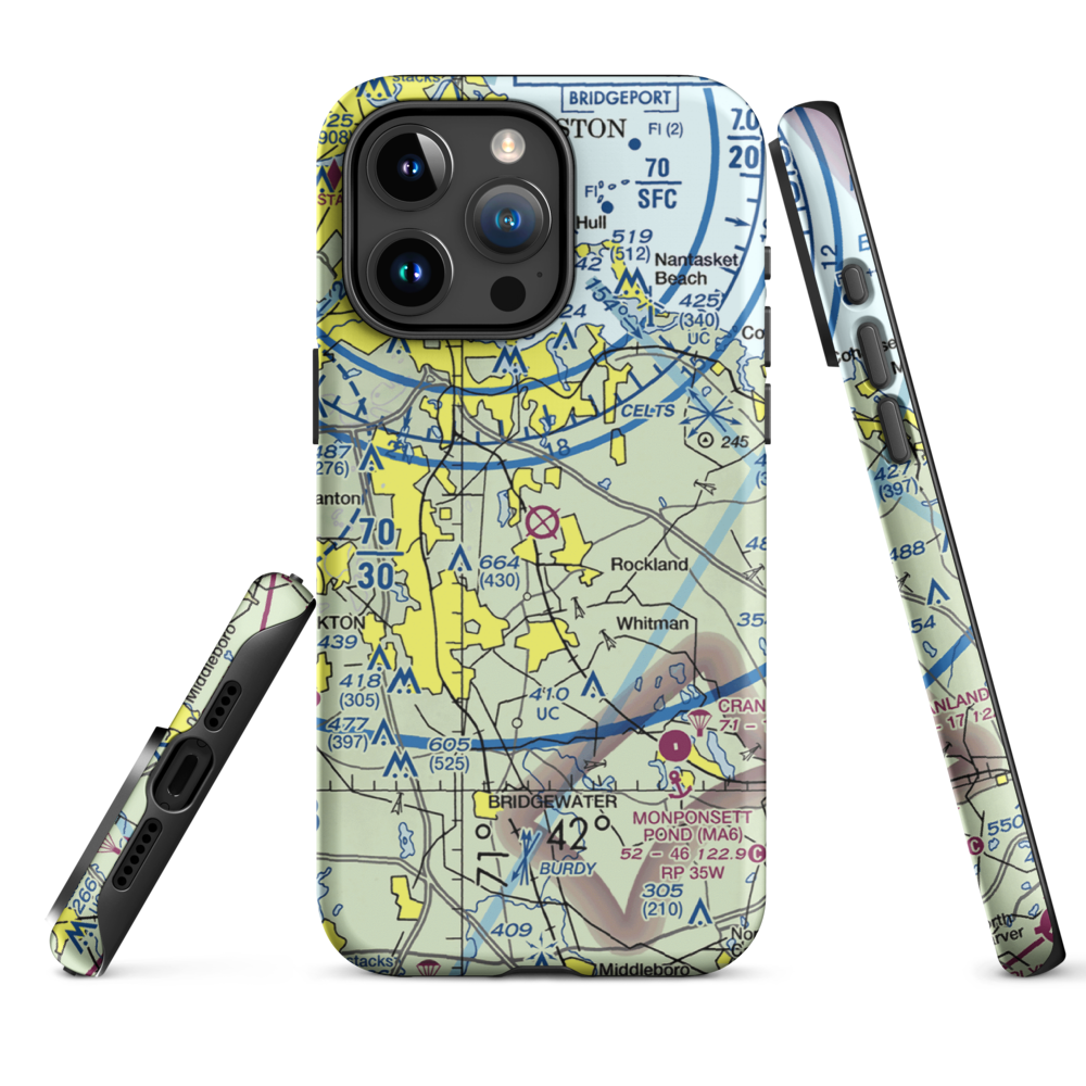South Weymouth Naval Air Station (NZW) VFR Sectional  Tough iPhone Case iPhone 15 Pro Max model shown