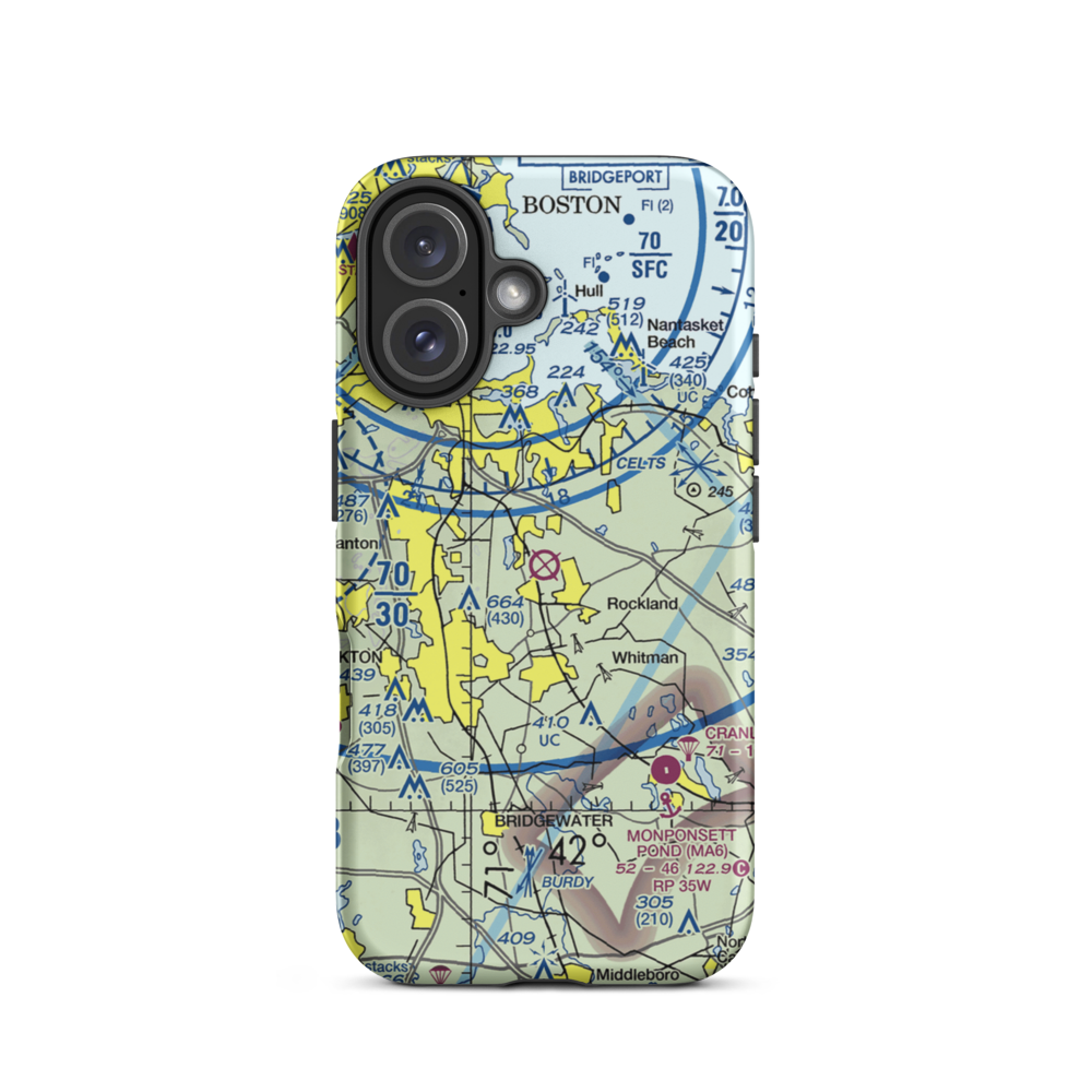 South Weymouth Naval Air Station (NZW) VFR Sectional  Tough iPhone Case iPhone 16 model shown