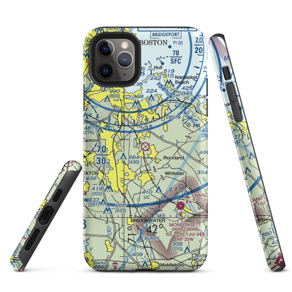 South Weymouth Naval Air Station (NZW) VFR Sectional  Tough iPhone Case iPhone 11 Pro Max model shown
